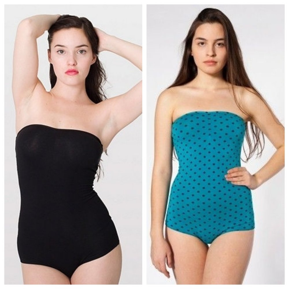 LOT of two (2) American Apparel Strapless Bodysuits